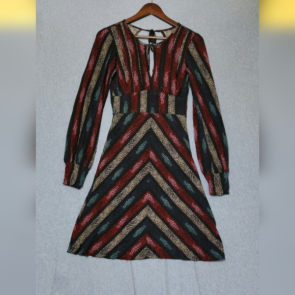 Free People long sleeved open back striped midi dress. Size XXS - Picture 1 of 2